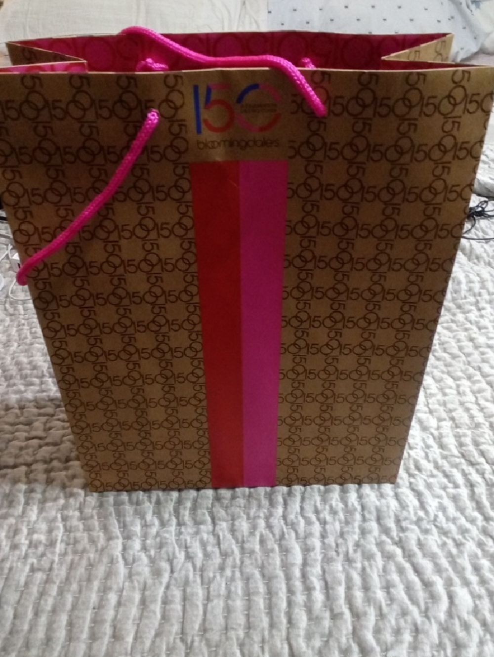 Bloomingdale's Kraft Gift Bag with Hot Pink Accents